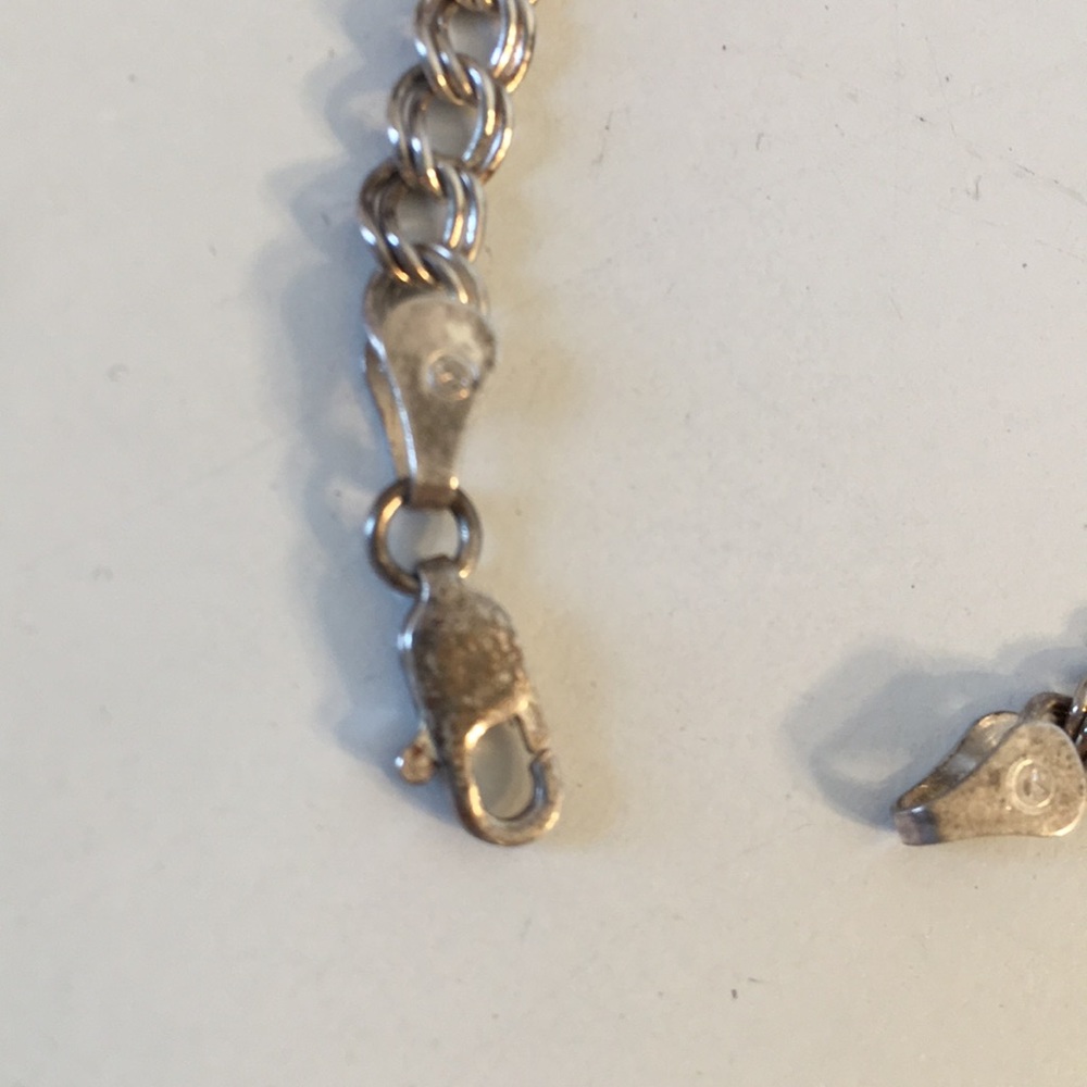 Double Loop .925 Silver Charm Or Layering Bracelet - image 3